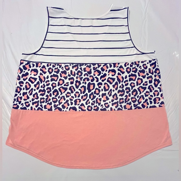 Colorblock Sleeveless V-Neck Tank Top Multicolor Plus Size 4XL (US size 22) - Picture 7 of 7
